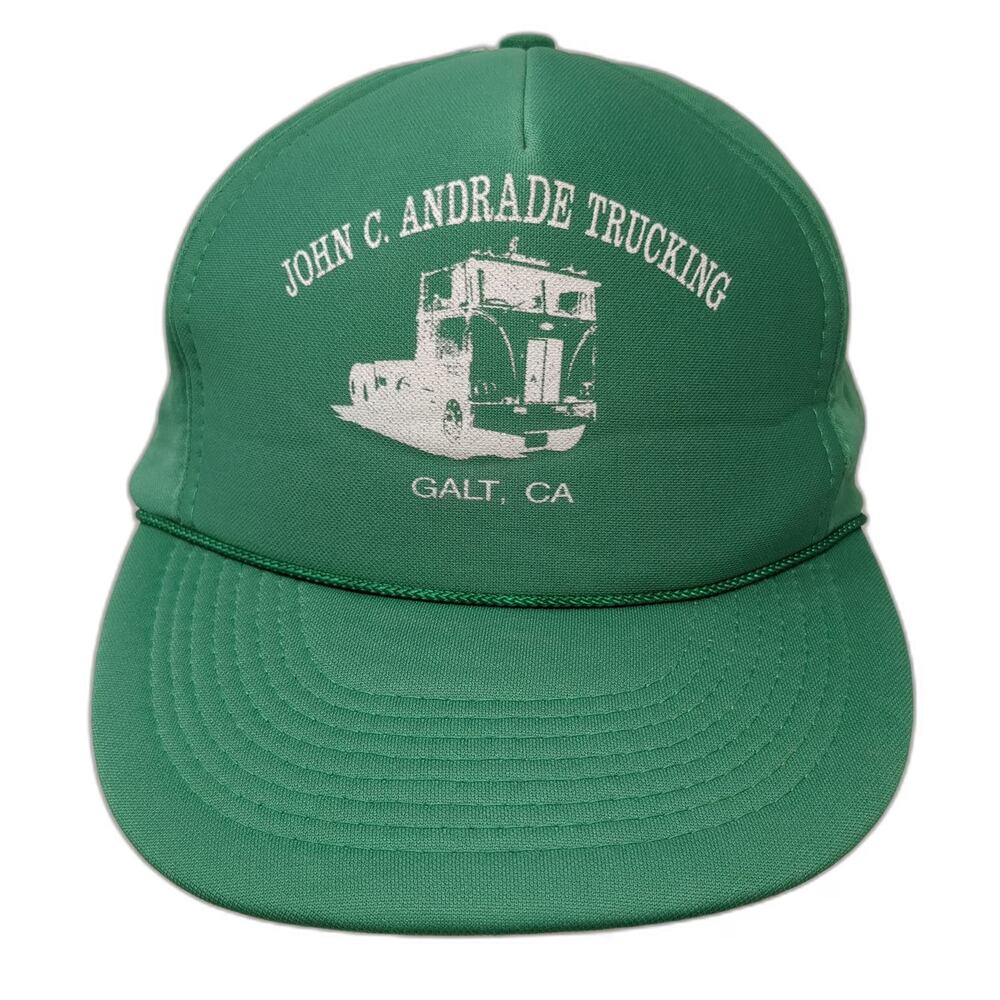 Otto Trucker Green One Size Snapback John C Andrade Trucking Galt CA Semi Hat